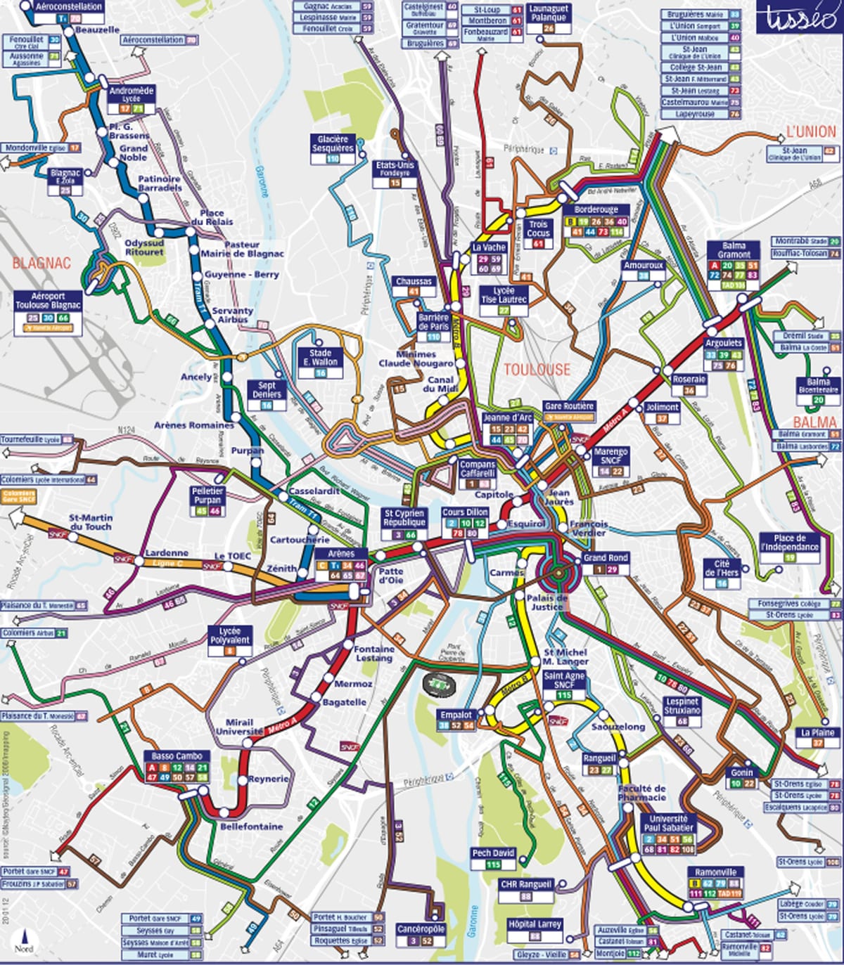 Avtobus Toulouse marşrut xəritəsi