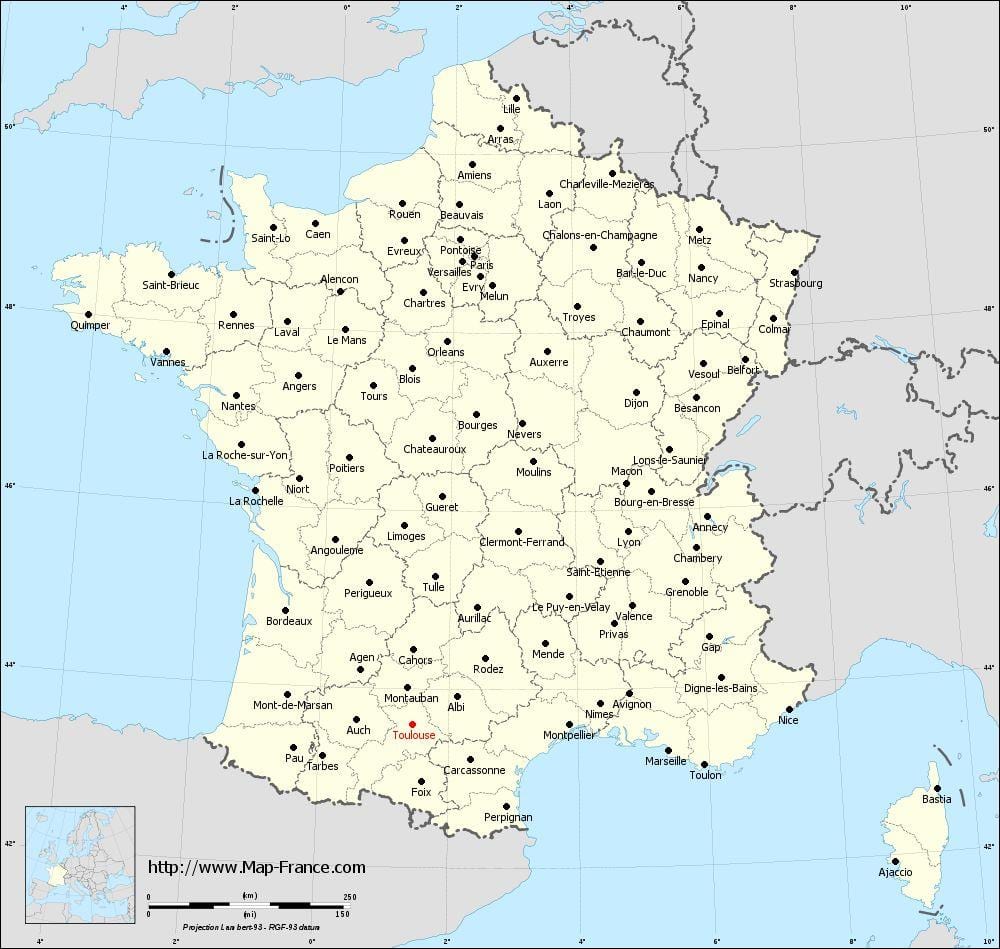 xəritə Fransa göstərir Toulouse