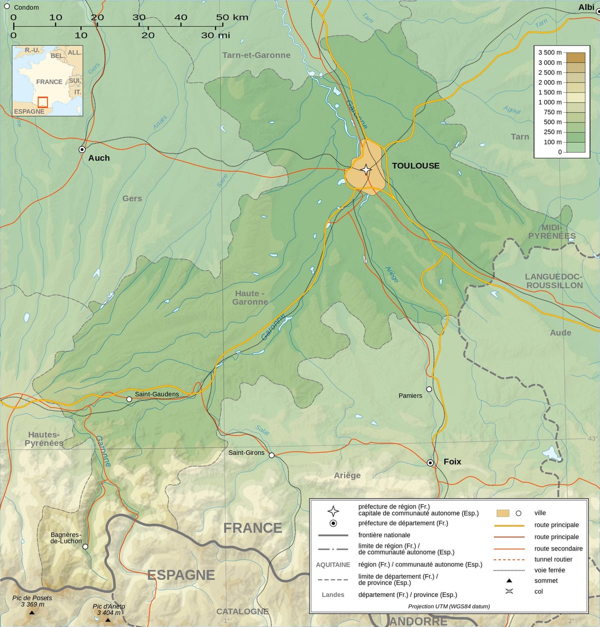 topoqrafik xəritə Tuluza
