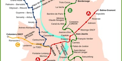 Toulouse xəritədə metro